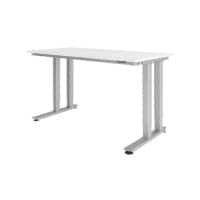 Hammerbacher VHD41608S/W Elektrisch Höhenverstellbar Schreibtisch Rechteckig Spanplatte Silber C-Fuß 160 x 80 cm