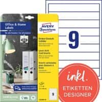 AVERY Zweckform C32266-10 Ordneretiketten DIN A4 Weiß 30 x 190 mm 10 Blatt à 9 Etiketten
