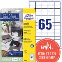 AVERY Zweckform Universaletiketten 3666-10 Ja DIN A4 Weiß 38 x 21,2 mm 10 Blatt à 65 Etiketten