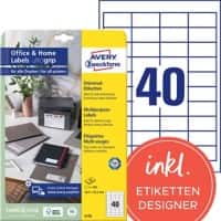 AVERY Zweckform Universaletiketten 6126 Ja DIN A4 Weiß 48,5 x 25,4 mm 10 Blatt à 40 Etiketten