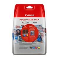 Canon CLI-551XL Original-Tintenpatrone Foto Schwarz, Cyan, Magenta, Gelb + Fotopapier Value Pack