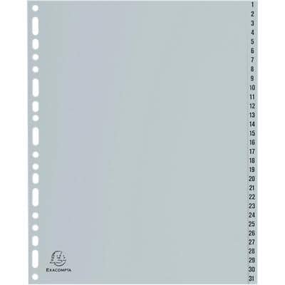 Exacompta Register DIN A4+ Grau 31-teilig Perforiert Kunststoff 1 bis 31 5 Stück