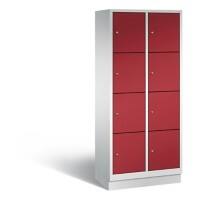 C+P Schließfachschrank Evolo H1800xB810xT500 Korpus: Lichtgrau Türen: Rubinrot 2 Abteile 8 Fächer