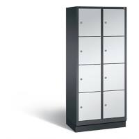C+P Schließfachschrank Evolo H1800xB810xT500 Korpus: Schwarzgrau Türen: Weißaluminium 2 Abteile 8 Fächer