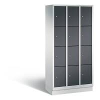 C+P Schließfachschrank Evolo H1800xB900xT500 Korpus: Lichtgrau Türen: Schwarzgrau 3 Abteile 12 Fächer
