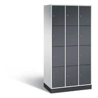 C+P Schließfachschrank Intro H1950xB920xT490 Korpus: Lichtgrau Türen: Schwarzgrau 3 Abteile 12 Fächer