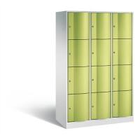 C+P Schließfachschrank Resisto H1950xB1148xT540 Korpus: Lichtgrau Türen: Viridingrün 3 Abteile 12 Fächer