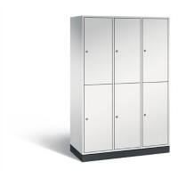 C+P Spind doppelstöckig XL Intro H1950xB1220xT490 Korpus: Lichtgrau Türen: Lichtgrau 3 Abteile 6 Fächer