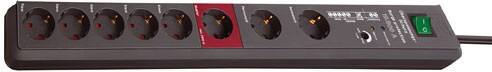 brennenstuhl 1159490936 SecureTec Steckdosenleiste 8-fach 3 m Mit Überspannungsschutz und Master Slave Funktion Schwarz