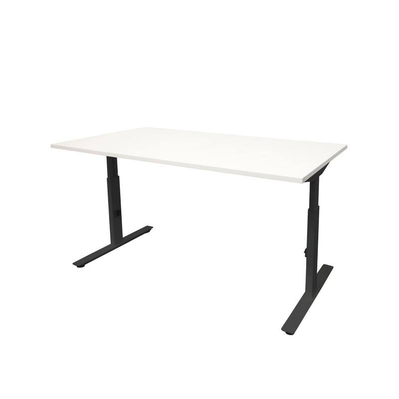Schaffenburg Linesto Plus Höhenverstellbar Sitz-Stehschreibtisch Rechteckig Weiß T-Fuß 1.200 (B) x 800 (T) x 655 (H) mm Melamin