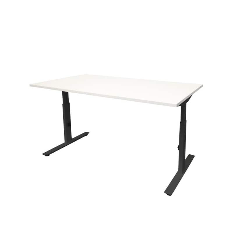 Schaffenburg Linesto Plus Sitz-Stehschreibtisch Weiß T-Fuß 1.600 (B) x 800 (T) x 655 (H) mm Melamin