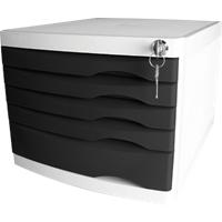 Helit Schubladenbox mit 5 Schubladen The Safe A4 Kunststoff Schwarz 230 x 300 x 355 mm