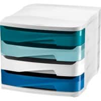 CEP Riviera Schubladenbox PS (Polystyrol) Farbig sortiert 4 Schübe 29,2 x 38,6 x 24,6 cm