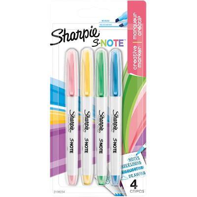 Sharpie Textmarker S-Note Farbig Sortiert Nicht Permanent Farbig 4 Stück