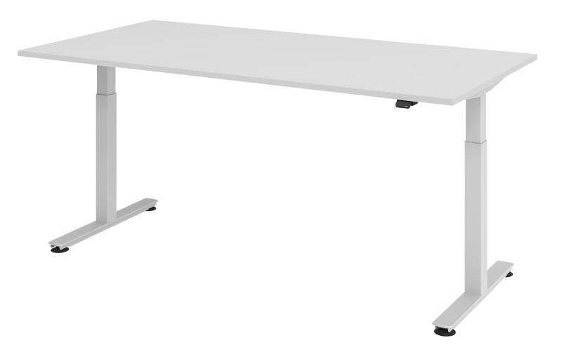 Hammerbacher VXMST Sitz-Stehschreibtisch Grau T-Fuß 2.000 (B) x 1.000 (T) x 1.200 (H) mm Spanplatte, Stahl