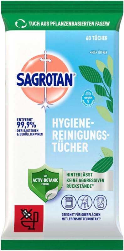 Sagrotan Anti-Bakterielle Reinigungstücher Packung mit 60 Stück
