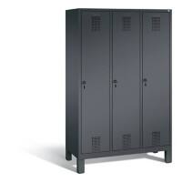 C+P Garderobenschrank Evolo H1850xB1200xT500mm Korpus: Schwarzgrau Türen: Schwarzgrau Abteile: 3 Abteilbreite: 400mm 3 Fächer