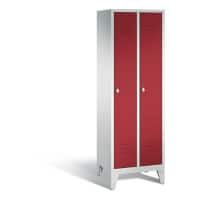 C+P Garderobenschrank Classic H1850xB610xT500mm Korpus: Lichtgrau Türen: Rubinrot Abteile: 2 Abteilbreite: 300mm 2 Fächer Drehriegel
