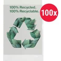 Bene Prospekthüllen 100% Recycelt DIN A4 Genarbt Transparent 100 Mikron PP (Polypropylen) Öffnung oben und recnts 214800 100 Stück