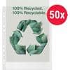 Bene Premium Prospekthüllen 100% Recycelt DIN A4 Genarbt Transparent 100 Mikron Polypropylen 11 Löcher 627505 50 Stück
