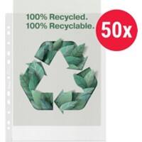 Bene Premium Prospekthüllen 100% Recycelt DIN A4 Genarbt Transparent 100 Mikron Polypropylen 11 Löcher 627505 50 Stück