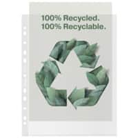 Bene Premium Prospekthüllen Recycled DIN A4 Genarbt Transparent 100 Mikron PP (Polypropylen) 11 Löcher 217300 50 Stück