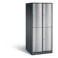 C+P Spind doppelstöckig XXL Resisto H1950xB772xT740 Korpus: Schwarzgrau Türen: Weißaluminium 2 Abteile 4 Fächer