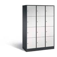 C+P XL-Schließfachschrank Intro H1950xB1220xT490 Korpus: Schwarzgrau Türen: Lichtgrau 3 Abteile 12 Fächer