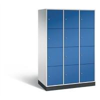 C+P XL-Schließfachschrank Intro H1950xB1220xT590 Korpus: Lichtgrau Türen: Enzianblau 3 Abteile 12 Fächer