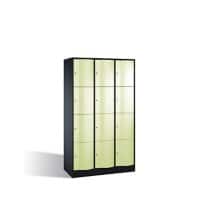 C+P Schließfachschrank Resisto H1950xB1148xT540 Korpus: Schwarzgrau Türen: Pastellgelb 3 Abteile 12 Fächer
