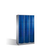 C+P Schließfachschrank Resisto H1950xB1148xT540 Korpus: Weißaluminium Türen: Lapisblau 3 Abteile 12 Fächer