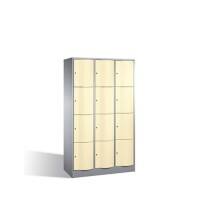 C+P Schließfachschrank Resisto H1950xB1148xT540 Korpus: Weißaluminium Türen: Pastellgelb 3 Abteile 12 Fächer
