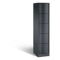 C+P Schließfachschrank Resisto H1950xB396xT540 Korpus: Schwarzgrau Türen: Schwarzgrau 1 Abteil 5 Fächer