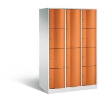 C+P XL-Kombi-Schließfachschrank Resisto H1950xB1148xT640 Korpus: Lichtgrau Türen: Gelborange 3 Abteile 10 Fächer
