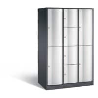 C+P XL-Kombi-Schließfachschrank Resisto H1950xB1148xT640 Korpus: Schwarzgrau Türen: Lichtgrau 3 Abteile 8 Fächer