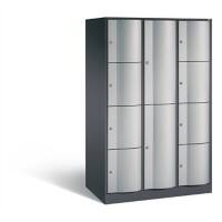C+P XL-Kombi-Schließfachschrank Resisto H1950xB1148xT640 Korpus: Schwarzgrau Türen: Weißaluminium 3 Abteile 10 Fächer
