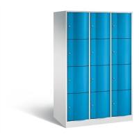 C+P XL-Schließfachschrank Resisto H1950xB1148xT640 Korpus: Lichtgrau Türen: Lichtblau 3 Abteile 12 Fächer
