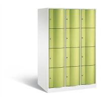 C+P XXL-Schließfachschrank Resisto H1950xB1148xT740 Korpus: Verkehrsweiß Türen: Viridingrün 3 Abteile 12 Fächer