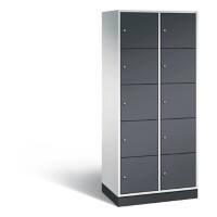 C+P XL-Schließfachschrank Intro H1950xB820xT490 Korpus: Lichtgrau Türen: Schwarzgrau 2 Abteile 10 Fächer