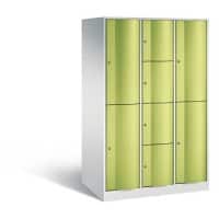 C+P XXL-Kombi-Schließfachschrank Resisto H1950xB1148xT740 Korpus: Lichtgrau Türen: Viridingrün 3 Abteile 8 Fächer