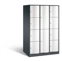 C+P XXL-Kombi-Schließfachschrank Resisto H1950xB1148xT740 Korpus: Schwarzgrau Türen: Verkehrsweiß 3 Abteile 10 Fächer