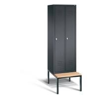 C+P Garderobenschrank Classic Stahl 2 Abteile Schwarz mit Drehriegel H2090xB610xT815mm
