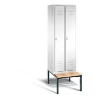C+P Garderobenschrank Classic Stahl 2 Ebenen Weiß Drehriegel H2090xB610xT815mm