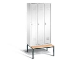 C+P Garderobenschrank Classic Stahl 3 Ebenen Weiß Drehriegel H2090xB900xT815mm