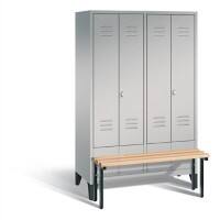 C+P Garderobenschrank S10405 Classic Stahl 4 Abteile Weiß mit Drehriegel H1850xB1190xT500mm