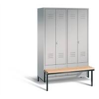 C+P Garderobenschrank S10264 Classic Stahl 4 Abteile Weiß mit Drehriegel H1850xB1190xT500mm