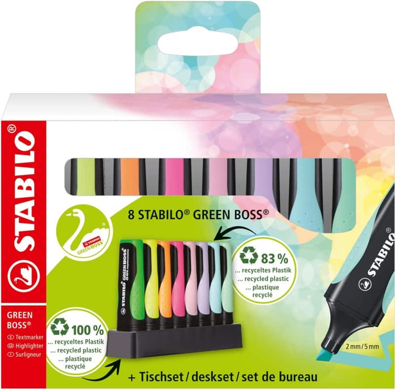 STABILO Green Boss Textmarker, 8 Stk., Nachfüllbar