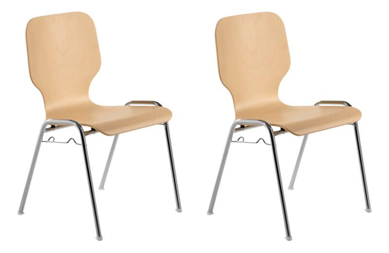 Mayer Sitzmöbel Stapelstuhl myDARIO Buche lackiert Buchensperrholz Holz 4 Metallfüße 2 Stück