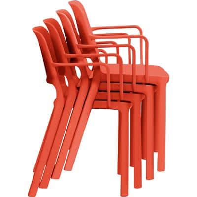 Mayer Sitzmöbel Stapelstuhl myNUKE Himbeerrot Polypropylen Kunststoff 4 Füße 4 Stück mit Armlehnen