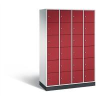 C+P Schließfachschrank Intro H1950xB1220xT490 Korpus: Lichtgrau Türen: Rubinrot 4 Abteile 24 Fächer